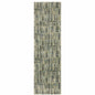 2' X 8' Green Blue Ivory Beige And Light Blue Abstract Power Loom Stain Resistant Runner Rug