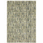 10' X 13' Green Blue Ivory Beige And Light Blue Abstract Power Loom Stain Resistant Area Rug