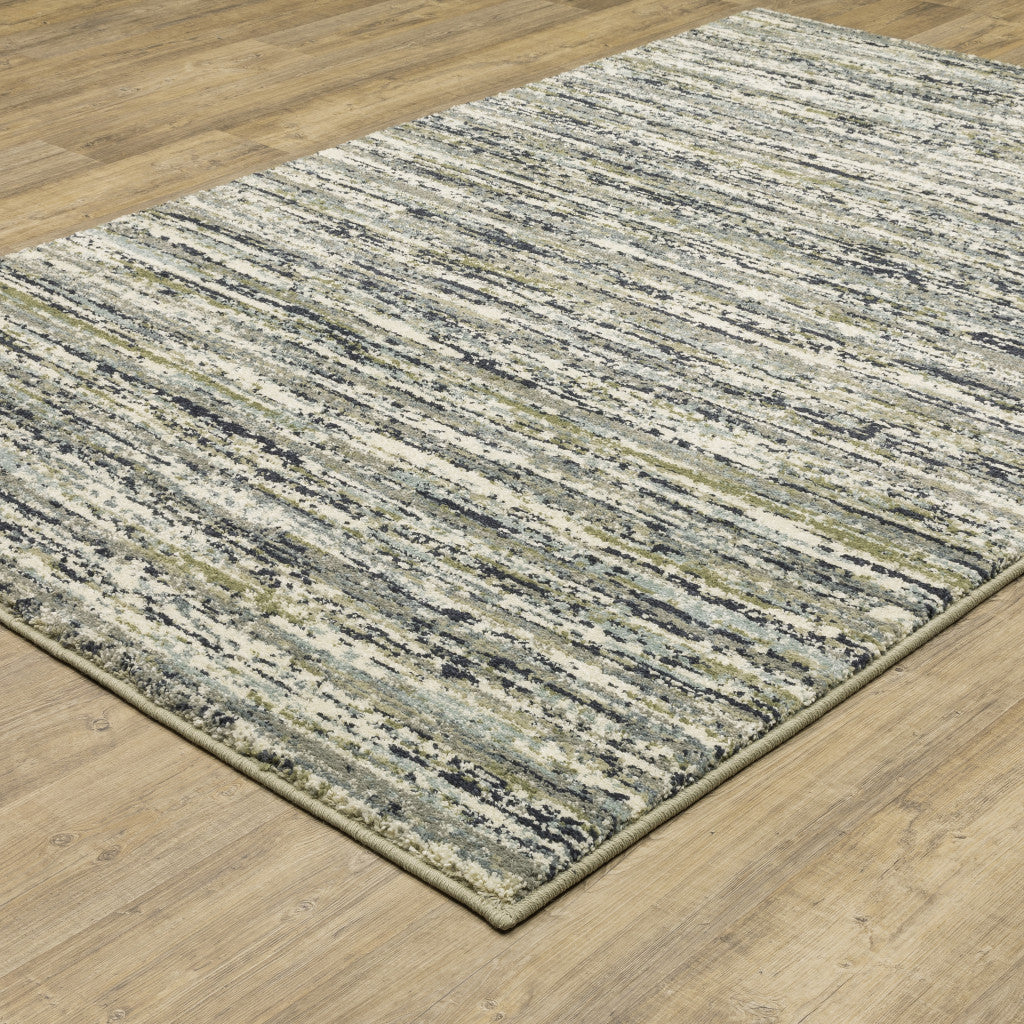 2' X 3' Blue Green Light Blue Grey And Ivory Abstract Power Loom Stain Resistant Area Rug