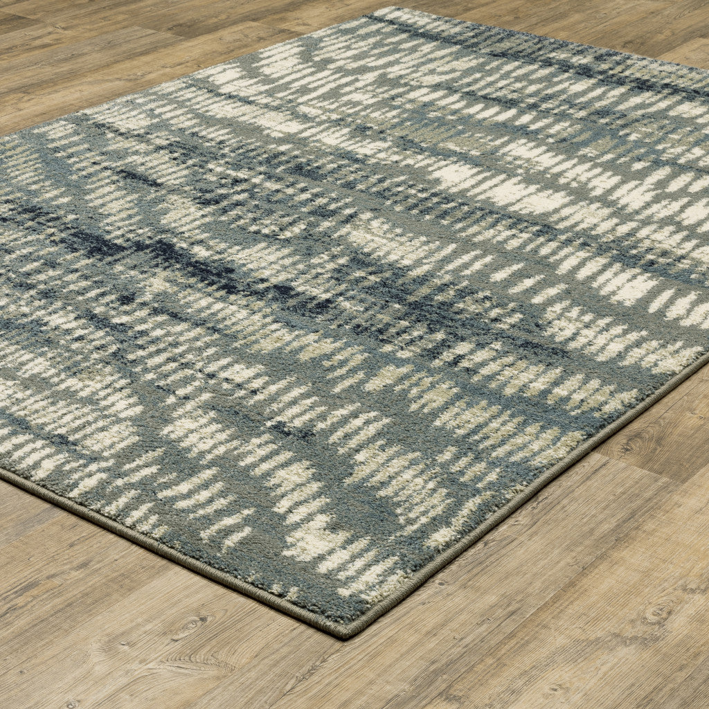 2' X 3' Grey Beige Blue And Light Blue Abstract Power Loom Stain Resistant Area Rug