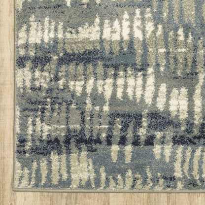 2' X 3' Grey Beige Blue And Light Blue Abstract Power Loom Stain Resistant Area Rug