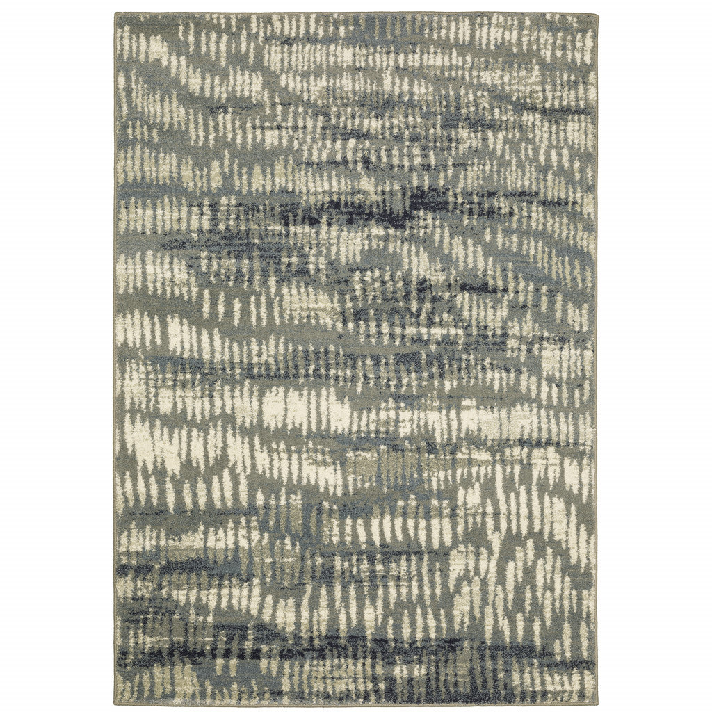 4' X 6' Grey Beige Blue And Light Blue Abstract Power Loom Stain Resistant Area Rug