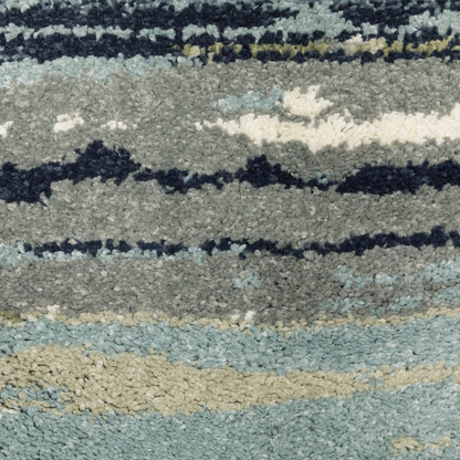 2' X 3' Blue Green Grey Light Blue And Beige Abstract Power Loom Stain Resistant Area Rug