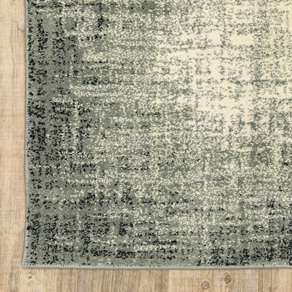 2' X 8' Grey Beige And Blue Power Loom Stain Resistant Runner Rug