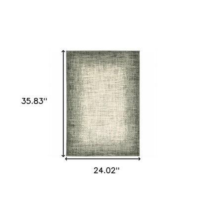 2' X 3' Grey Beige And Blue Power Loom Stain Resistant Area Rug