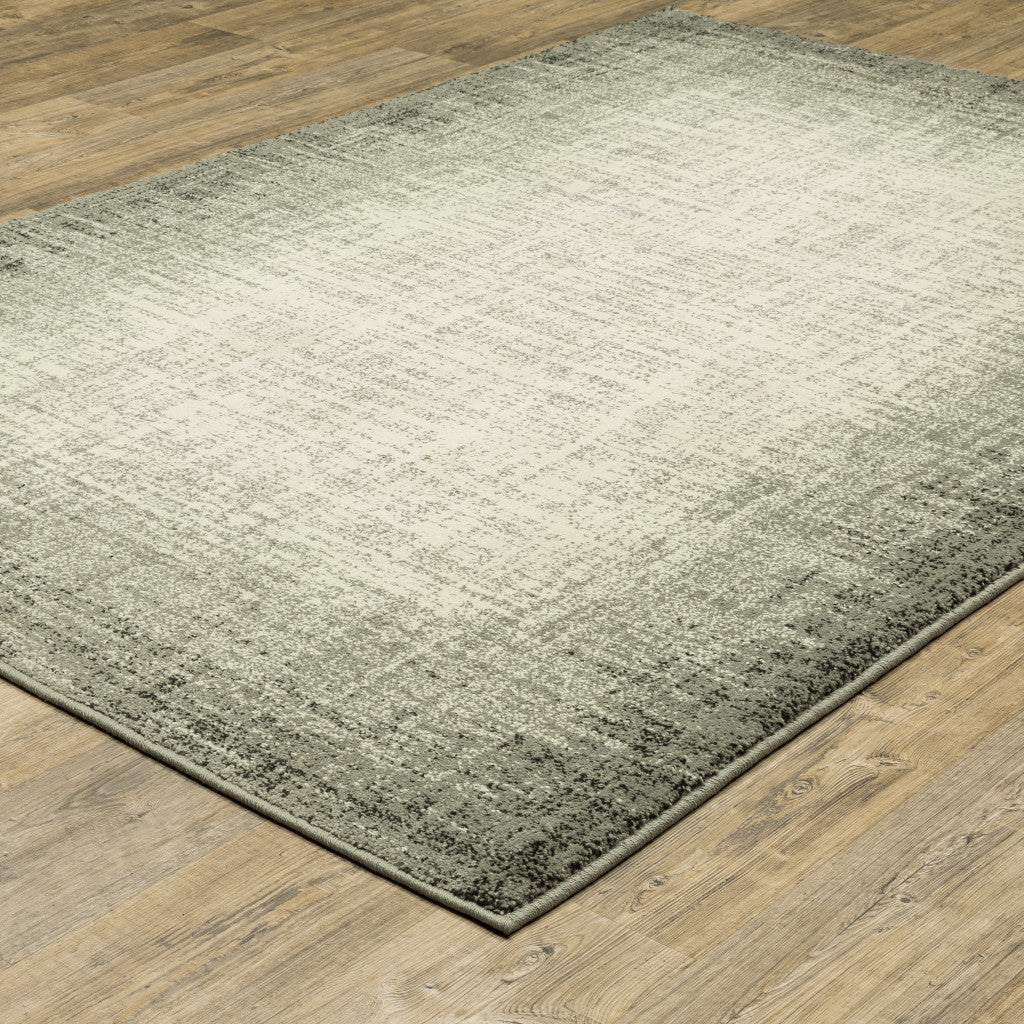 2' X 3' Grey Beige And Blue Power Loom Stain Resistant Area Rug