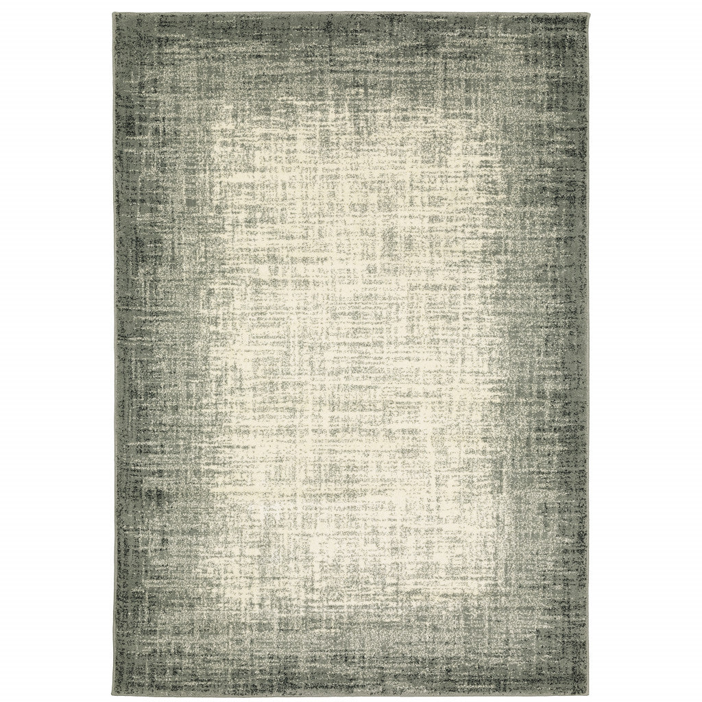 4' X 6' Grey Beige And Blue Power Loom Stain Resistant Area Rug