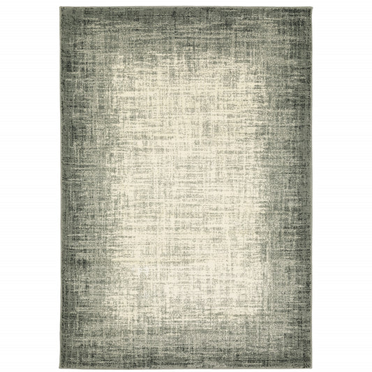 5' X 7' Grey Beige And Blue Power Loom Stain Resistant Area Rug