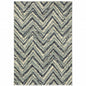 2' X 3' Blue Ivory Grey Beige And Light Blue Geometric Power Loom Stain Resistant Area Rug