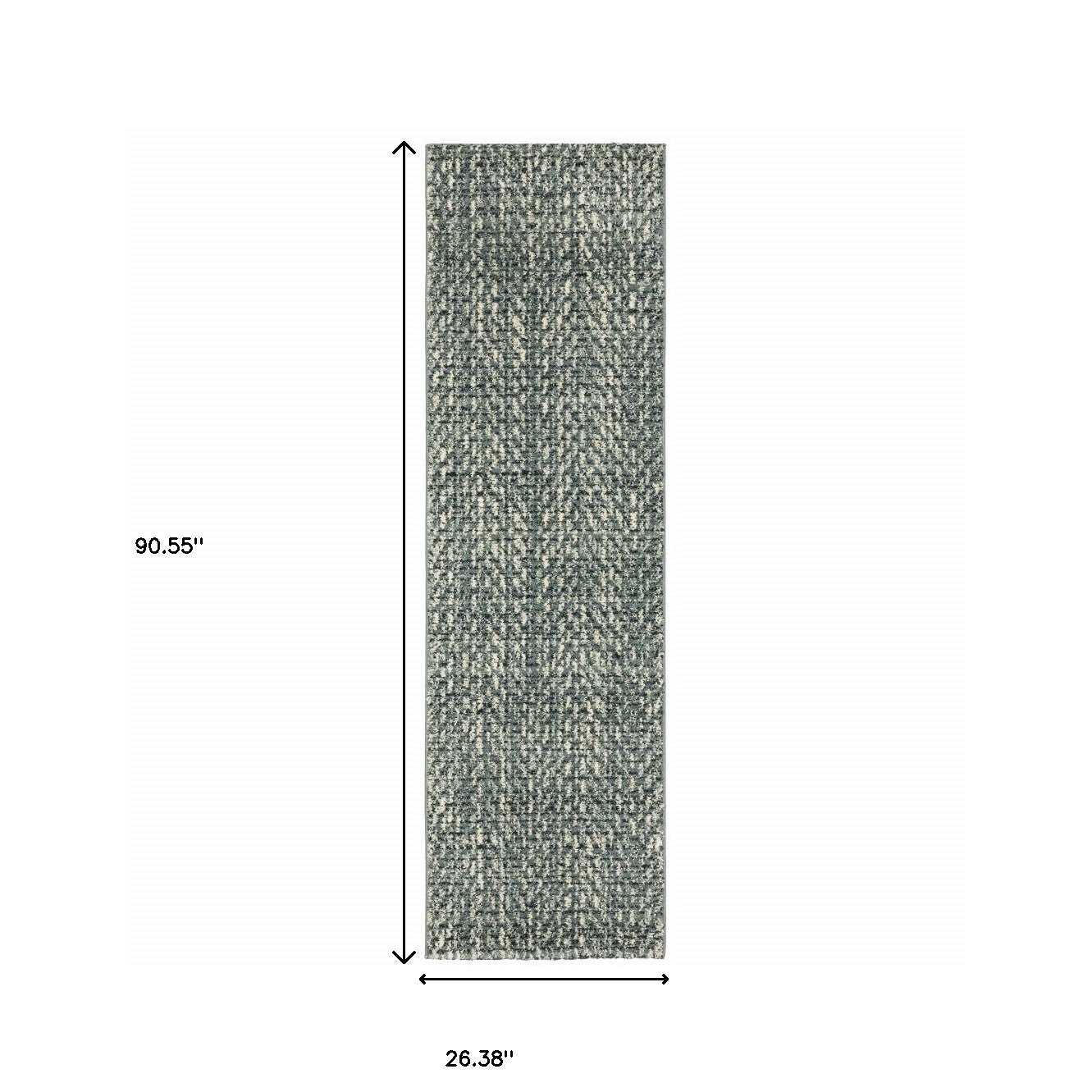 2' X 8' Blue Ivory Grey And Light Blue Geometric Power Loom Stain Resistant Runner Rug