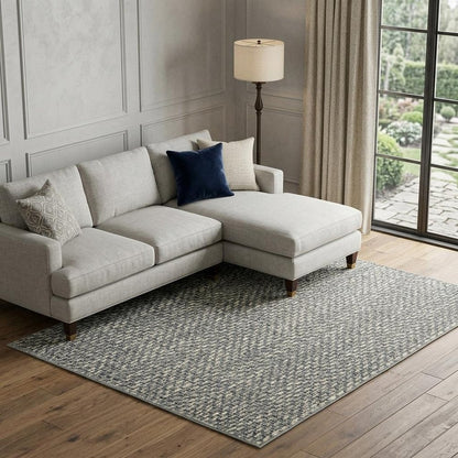 10' X 13' Blue And Ivory Geometric Distressed Area Rug