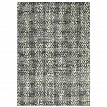 10' X 13' Blue And Ivory Geometric Distressed Area Rug