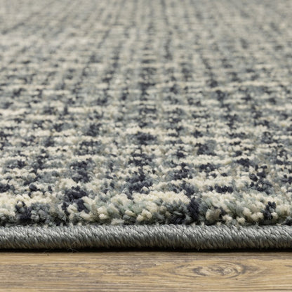 10' X 13' Blue And Ivory Geometric Distressed Area Rug