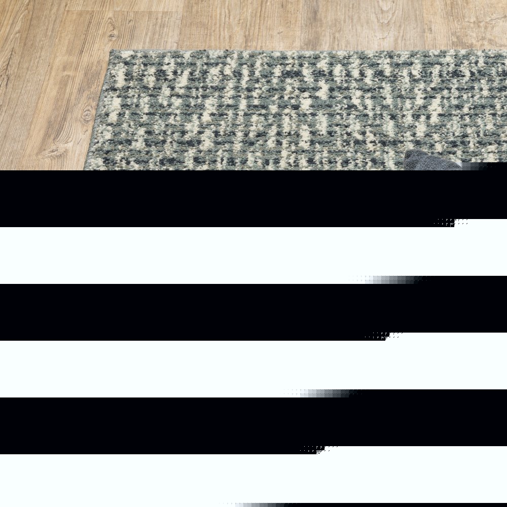 10' X 13' Blue And Ivory Geometric Distressed Area Rug