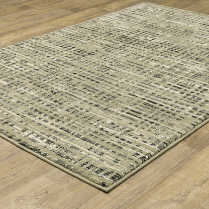 2' X 3' Beige Grey Ivory And Sage Blue Geometric Power Loom Stain Resistant Area Rug