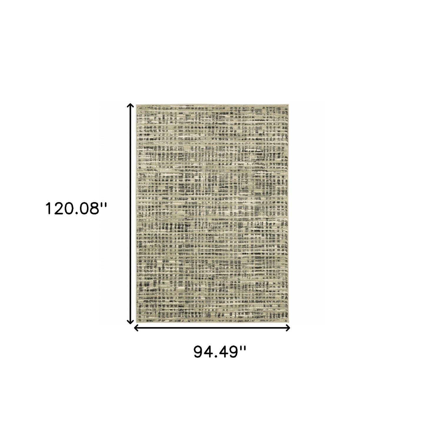 8' X 10' Beige Grey Ivory And Sage Blue Geometric Power Loom Stain Resistant Area Rug