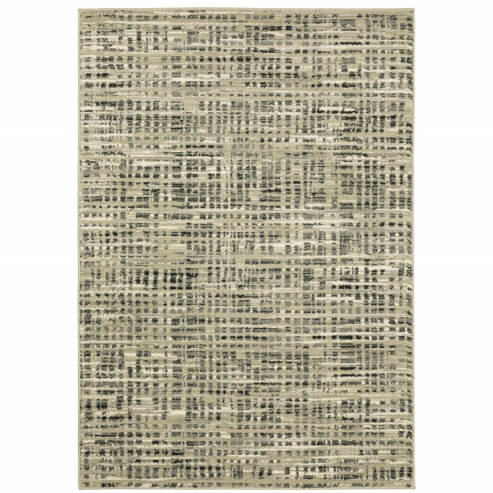 10' X 13' Beige And Gray Geometric Distressed Area Rug