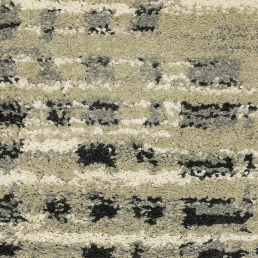 10' X 13' Beige And Gray Geometric Distressed Area Rug