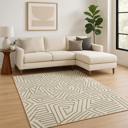 10' X 13' Gray And Ivory Geometric Power Loom Area Rug