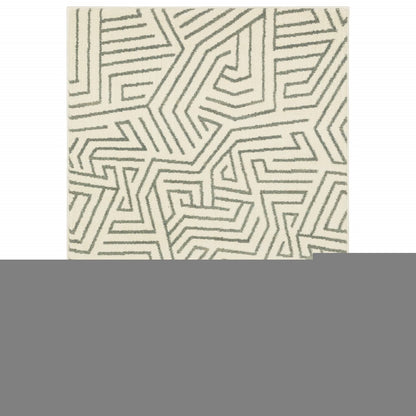 10' X 13' Gray And Ivory Geometric Power Loom Area Rug
