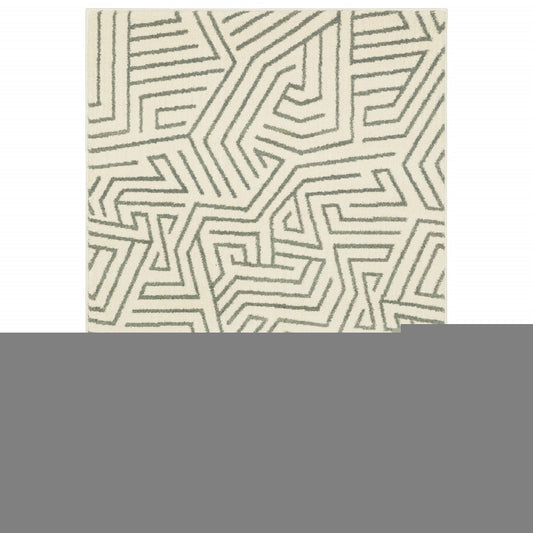 10' X 13' Gray And Ivory Geometric Power Loom Area Rug