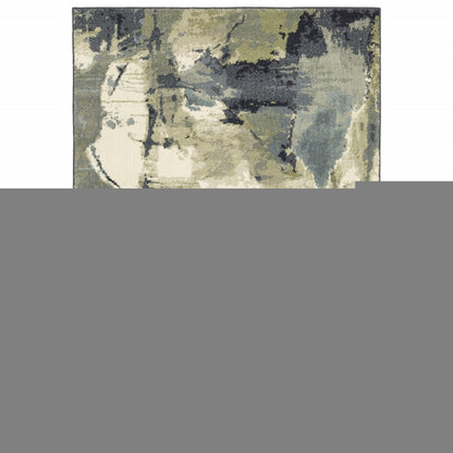 10' X 13' Blue Green And Ivory Abstract Area Rug