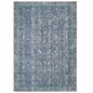 4' X 6' Blue And Grey Oriental Power Loom Stain Resistant Area Rug