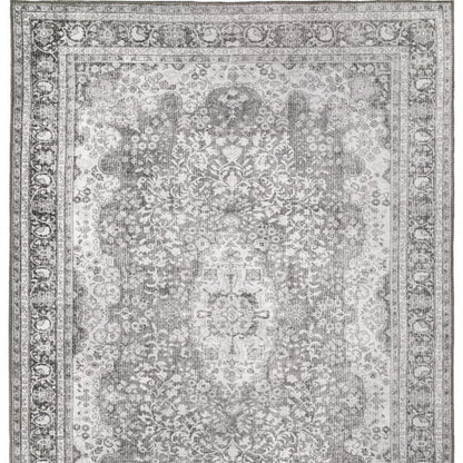 5' X 8' Grey Oriental Power Loom Stain Resistant Area Rug