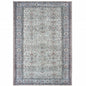 5' X 8' Ivory And Blue Oriental Power Loom Stain Resistant Area Rug