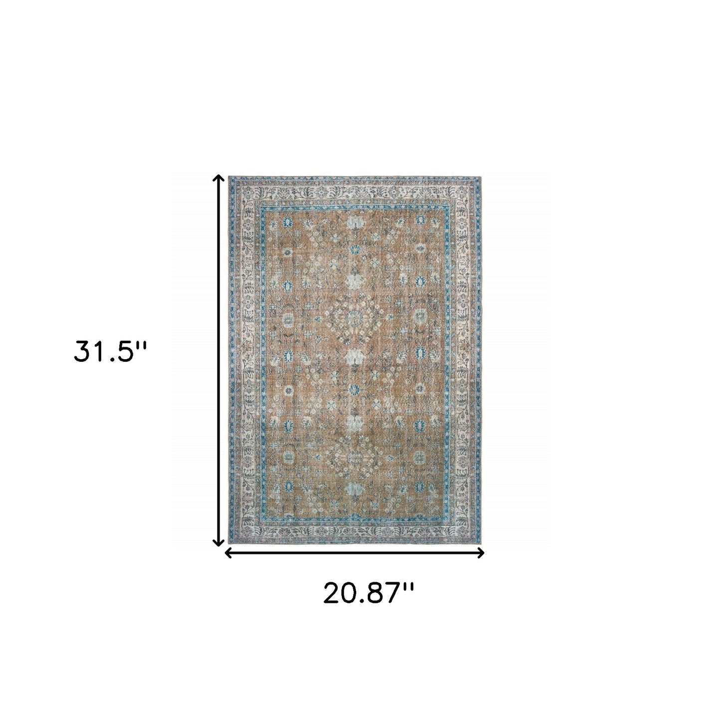 2' X 3' Gold And Grey Oriental Power Loom Stain Resistant Area Rug