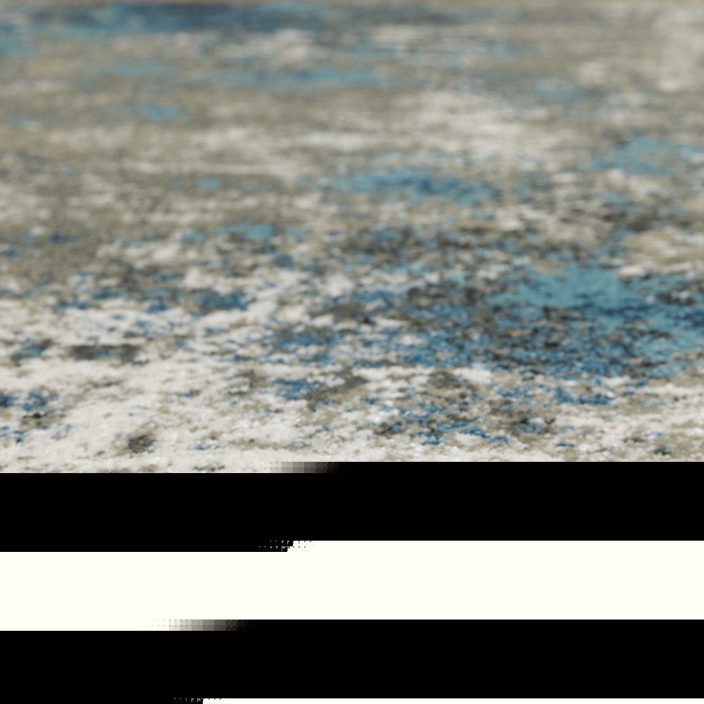 2' X 8' Blue Grey And Beige Abstract Power Loom Stain Resistant Runner Rug