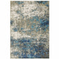 7' X 9' Blue And Beige Abstract Area Rug