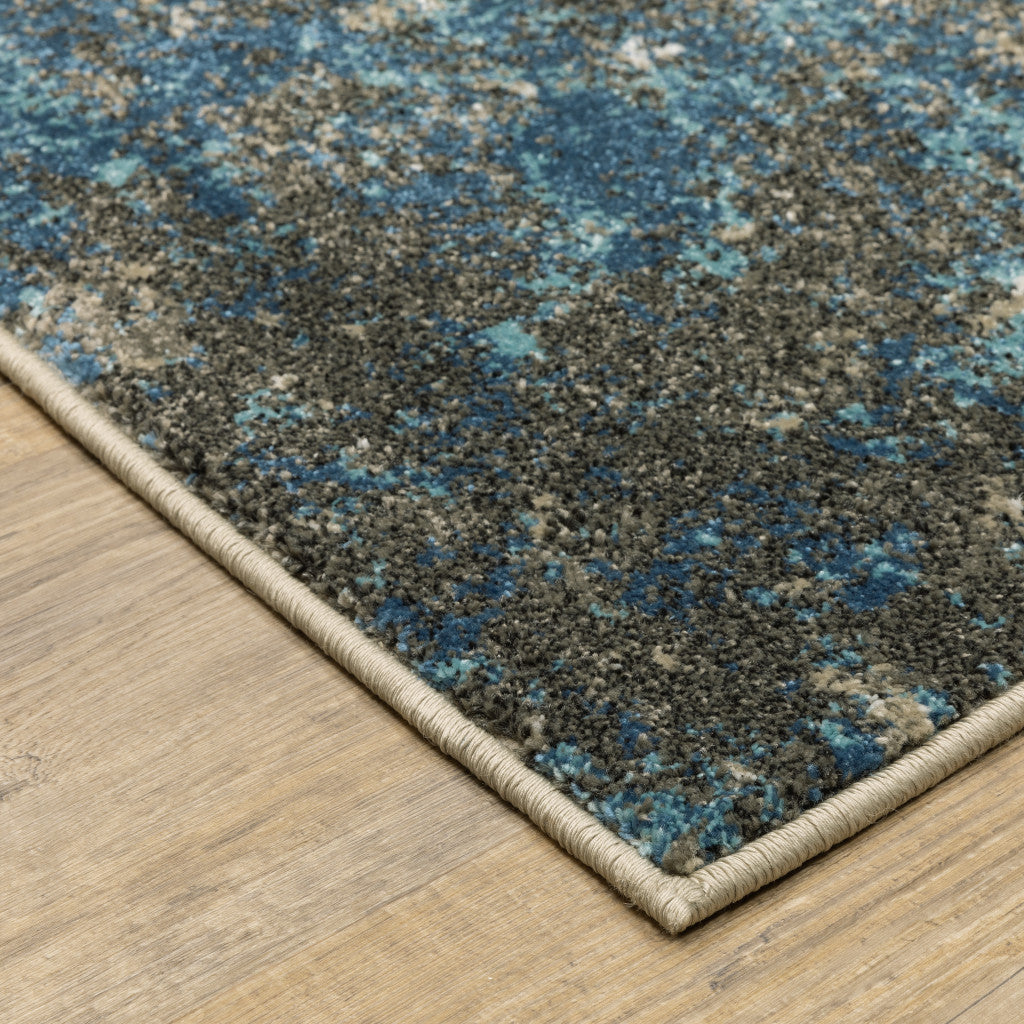 6' X 9' Blue Grey And Beige Abstract Power Loom Stain Resistant Area Rug