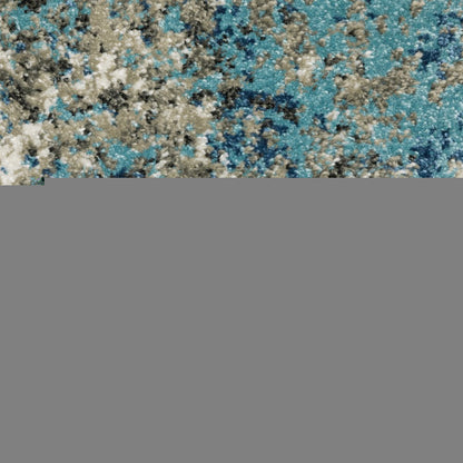 7' X 9' Blue And Beige Abstract Area Rug