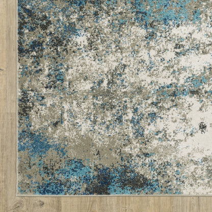 8' X 10' Blue And Beige Abstract Area Rug