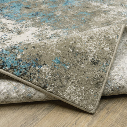 8' X 10' Blue And Beige Abstract Area Rug