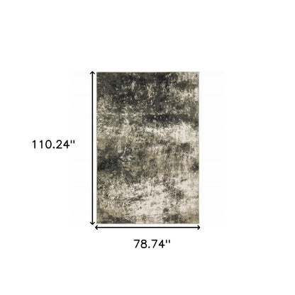 7' X 9' Charcoal And Beige Abstract Area Rug