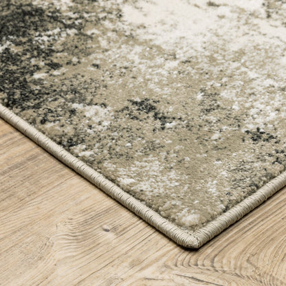 7' X 9' Charcoal And Beige Abstract Area Rug