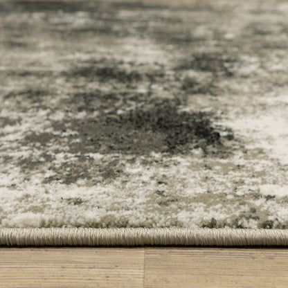 7' X 9' Charcoal And Beige Abstract Area Rug