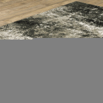 7' X 9' Charcoal And Beige Abstract Area Rug