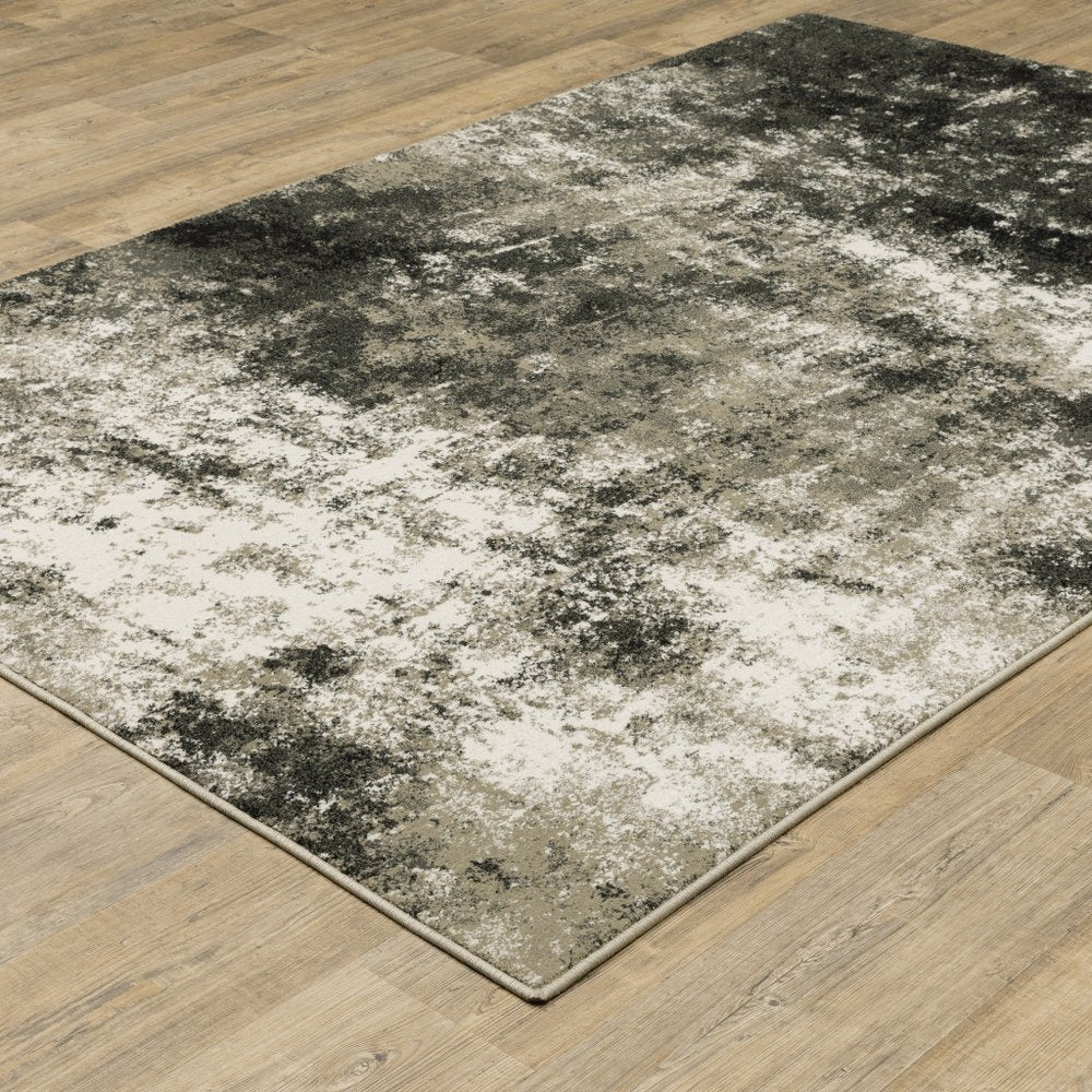 7' X 9' Charcoal And Beige Abstract Area Rug