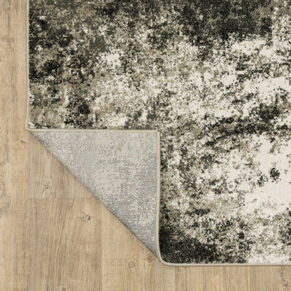 7' X 9' Charcoal And Beige Abstract Area Rug