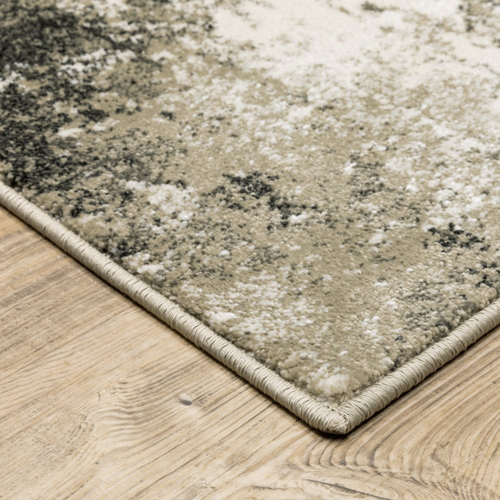 8' X 10' Charcoal And Beige Abstract Area Rug