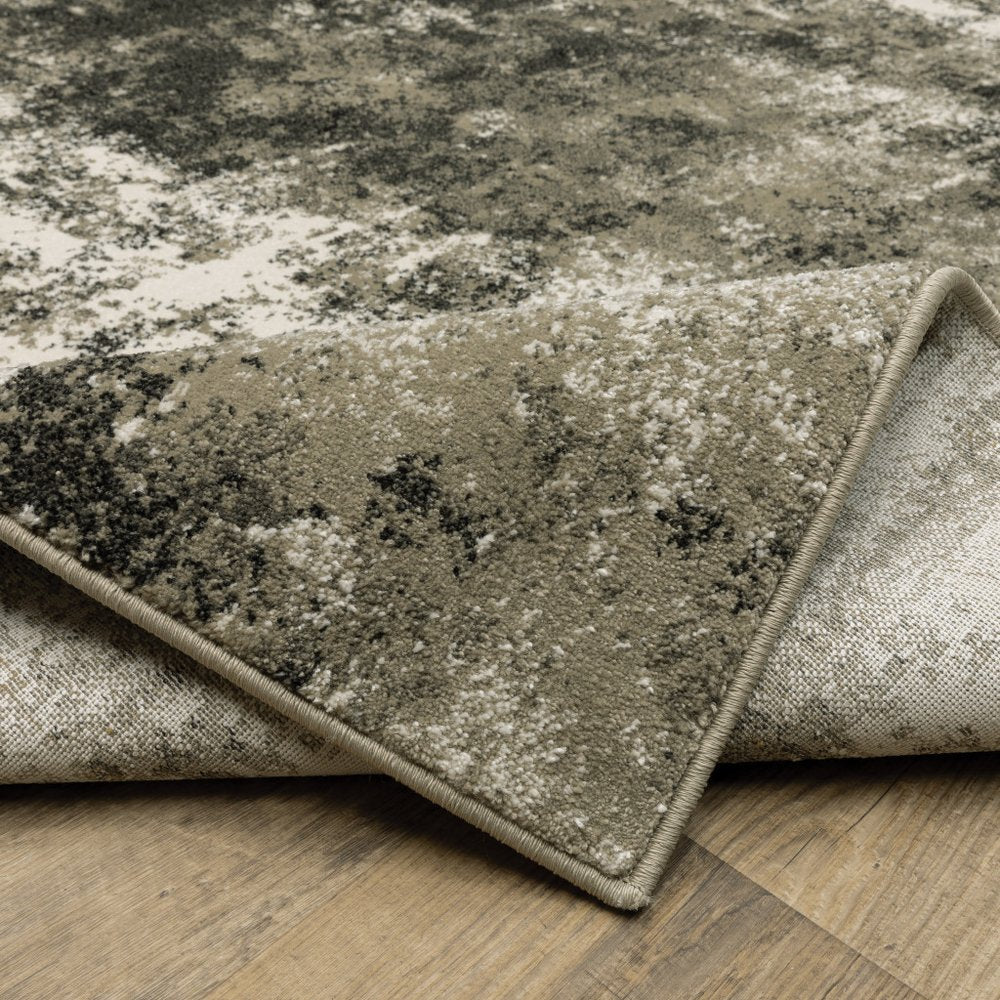 8' X 10' Charcoal And Beige Abstract Area Rug