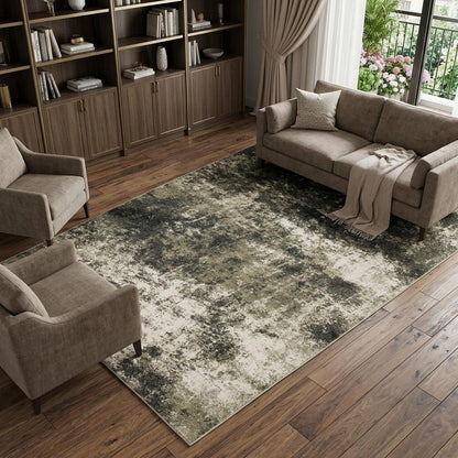 10' X 13' Charcoal And Beige Abstract Area Rug