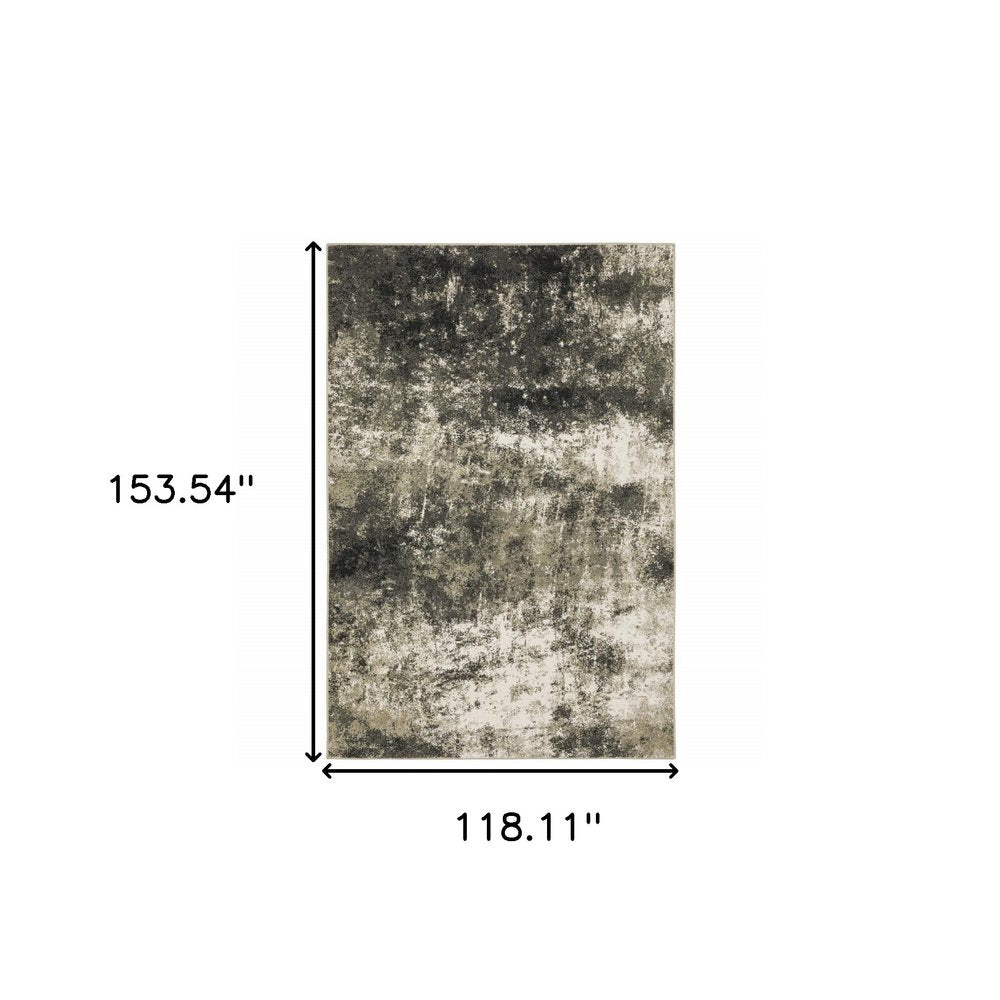 10' X 13' Charcoal And Beige Abstract Area Rug