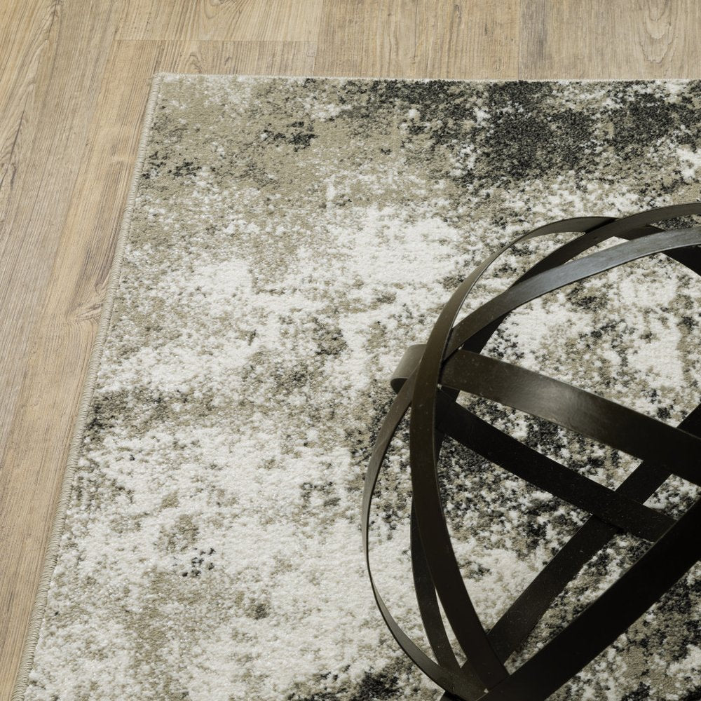 10' X 13' Charcoal And Beige Abstract Area Rug