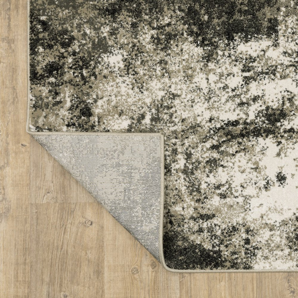 10' X 13' Charcoal And Beige Abstract Area Rug