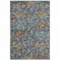 4' X 6' Blue Teal Gold Rust And Beige Abstract Power Loom Stain Resistant Area Rug