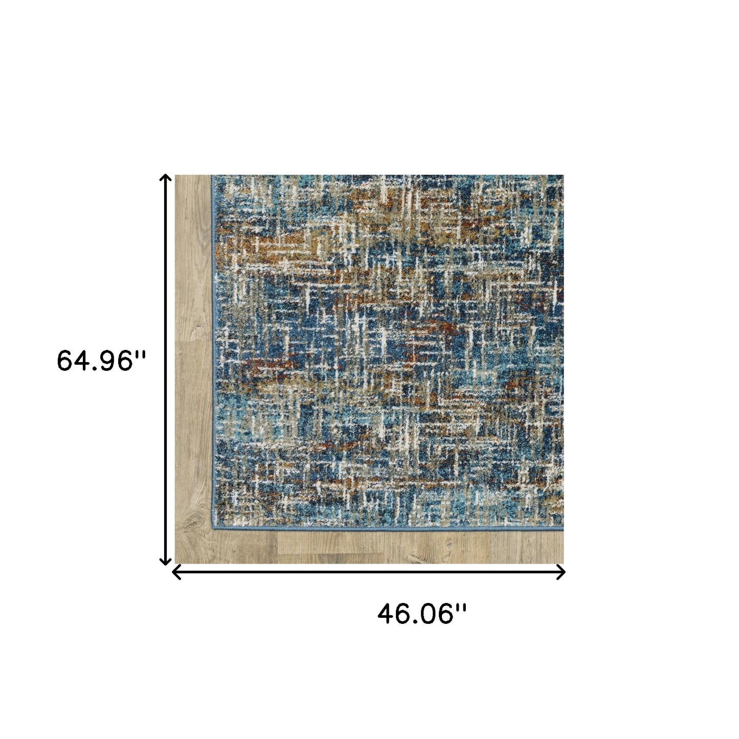 4' X 6' Blue Teal Gold Rust And Beige Abstract Power Loom Stain Resistant Area Rug